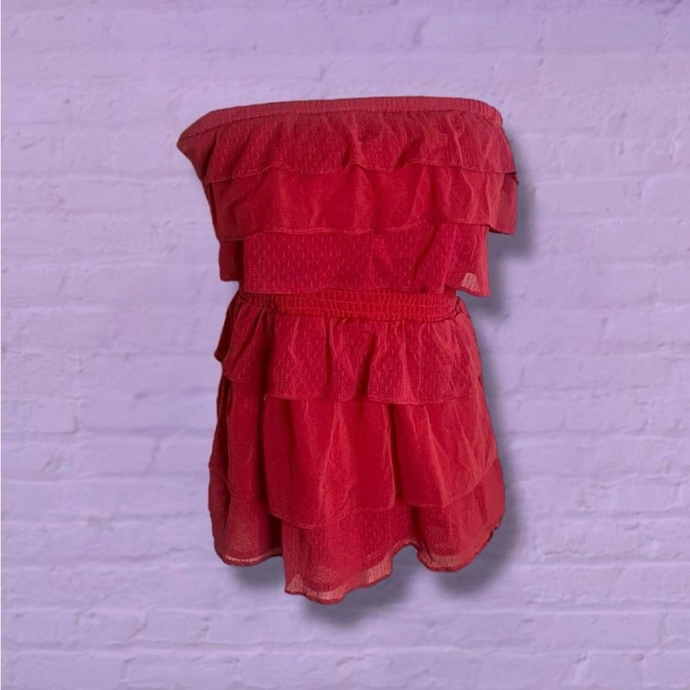 Red Strapless Layered top